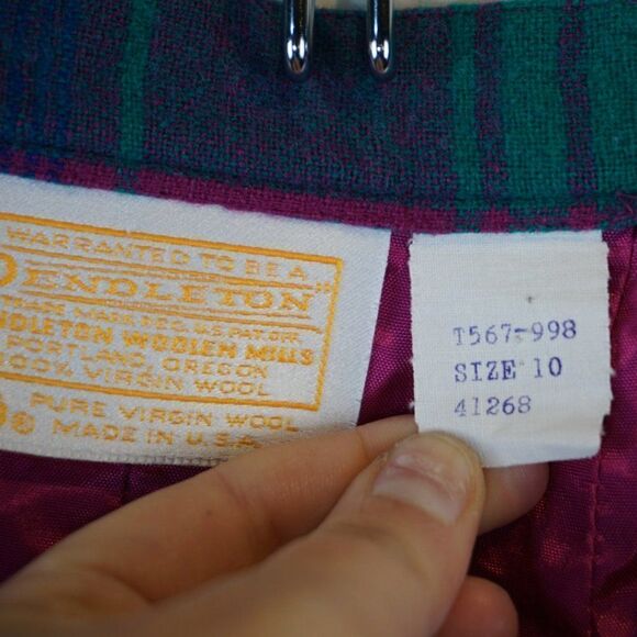 Pendleton Vintage Purple & Green Plaid Wool Skirt - Picture 6 of 6